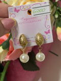 Aros gota con perlas de acero quirúrgico