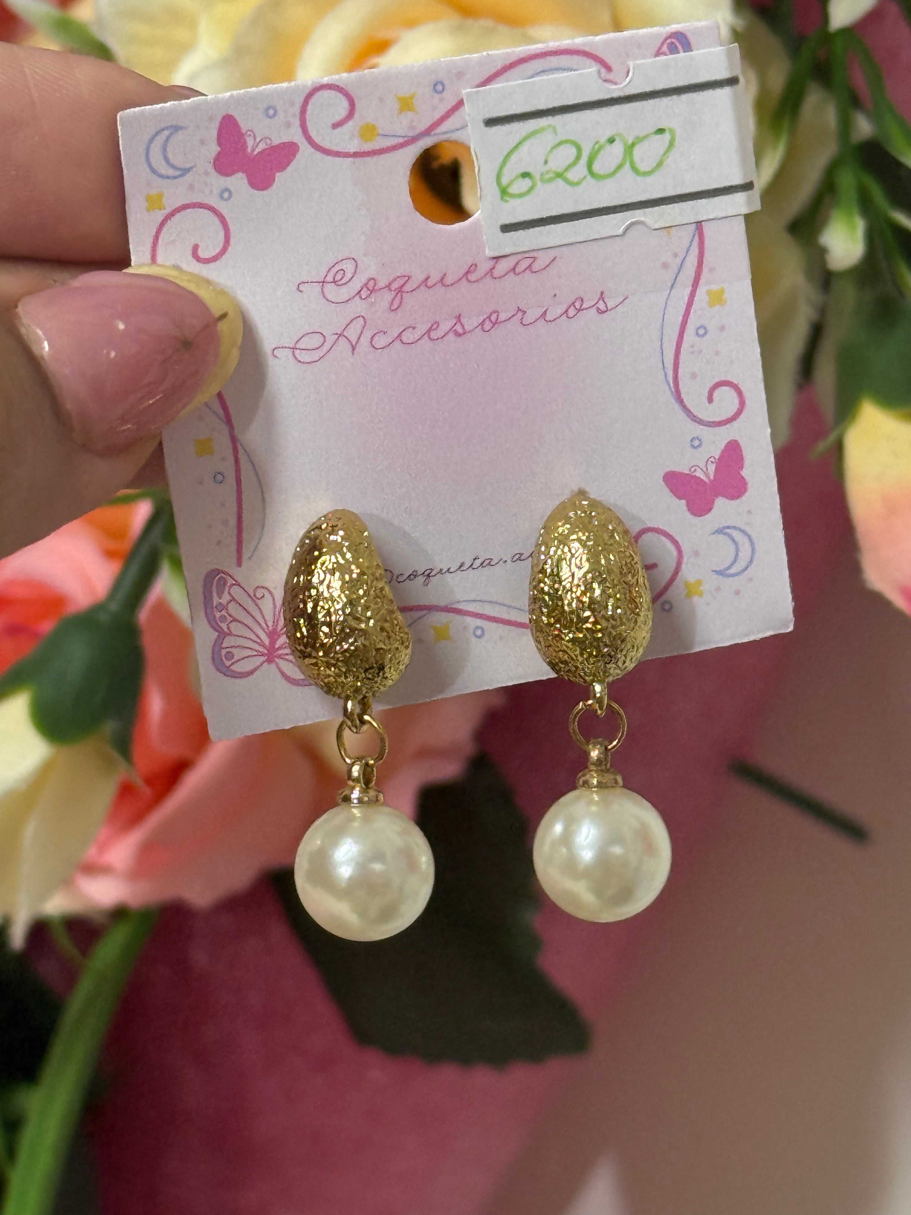 Aros gota con perlas de acero quirúrgico