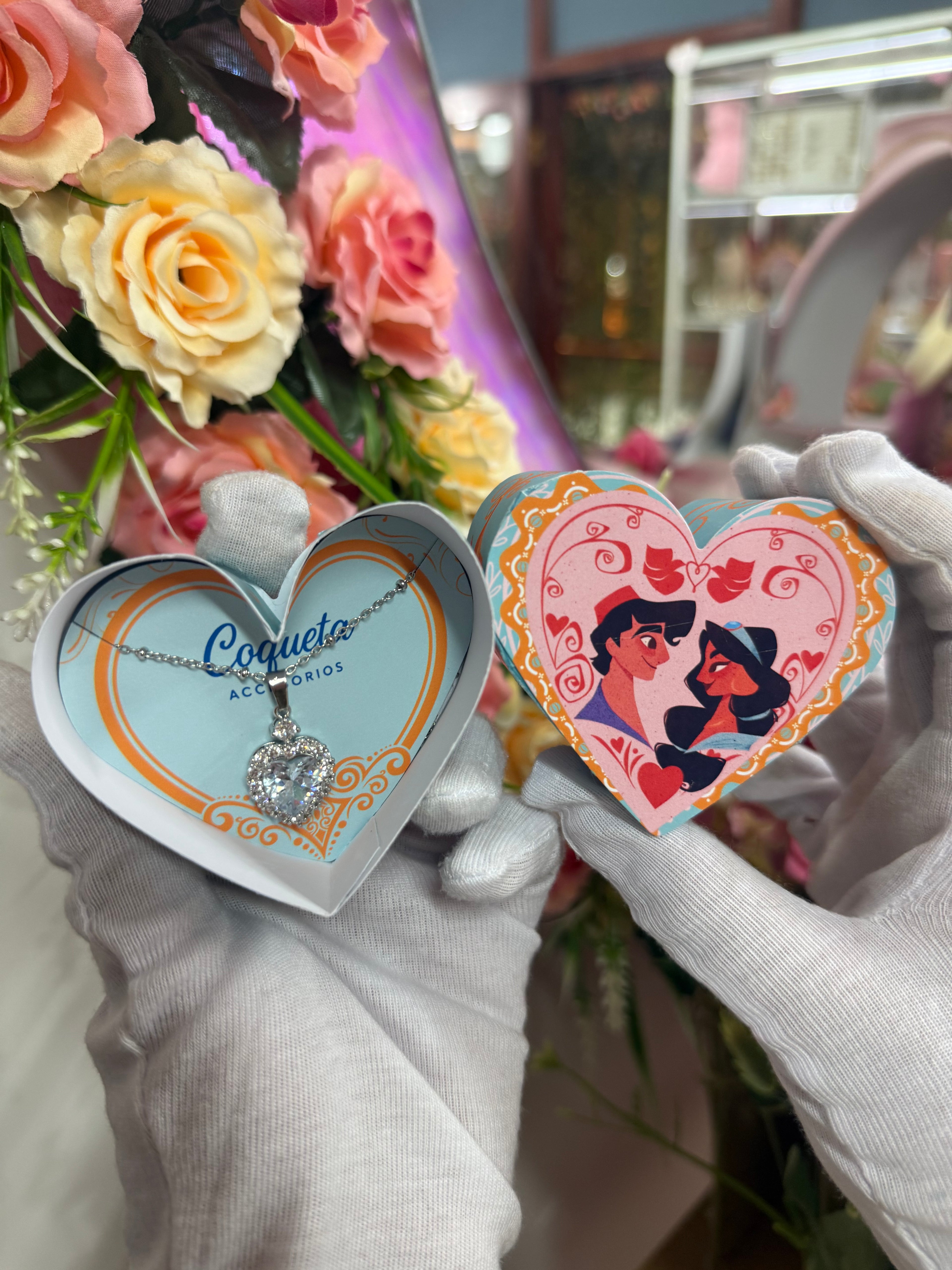 Cadena Princesa Jazmin corazon plateado