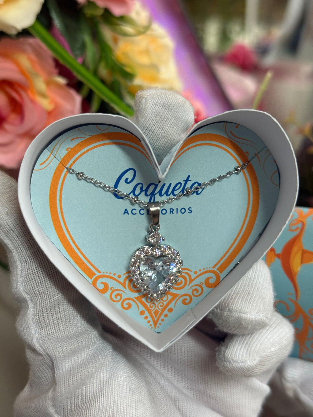 Cadena Princesa Jazmin corazon plateado
