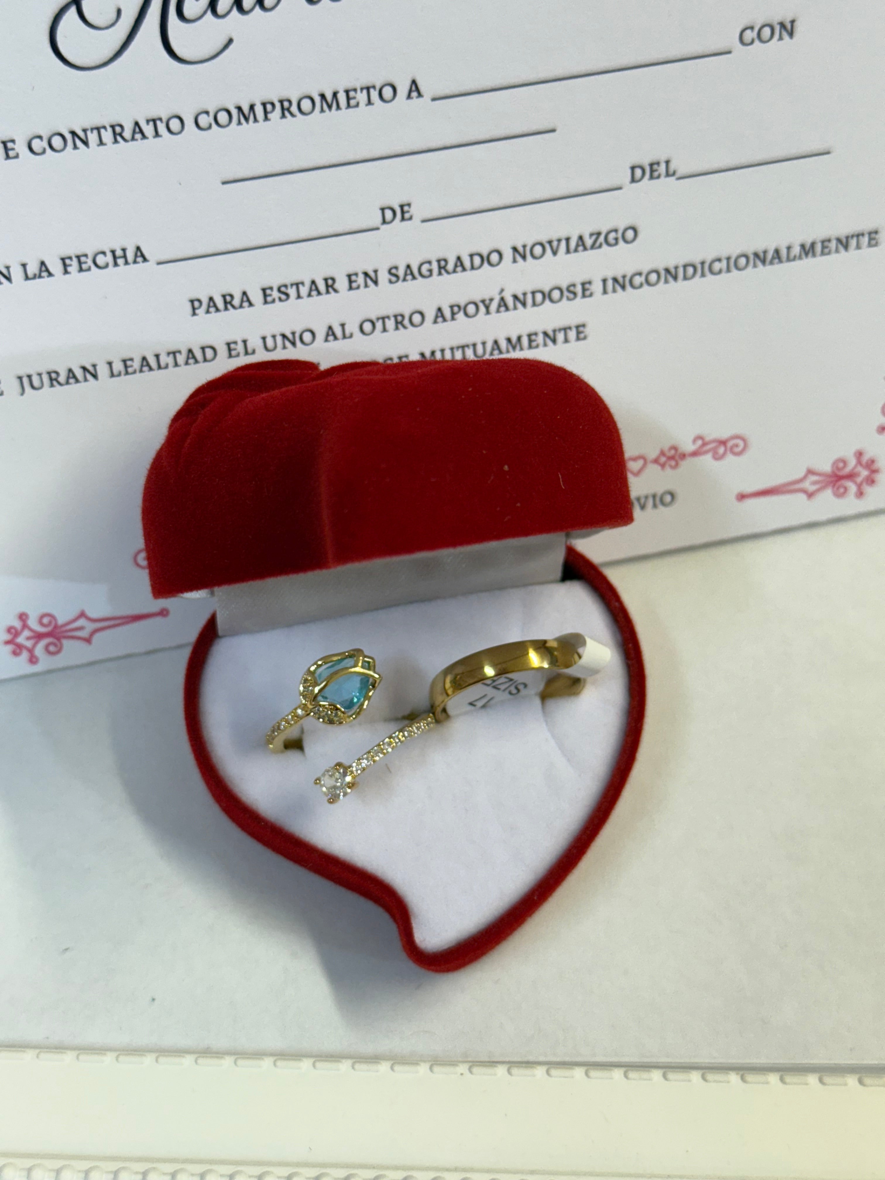 Anillo promesa tulipan celeste regulable 17 al 20