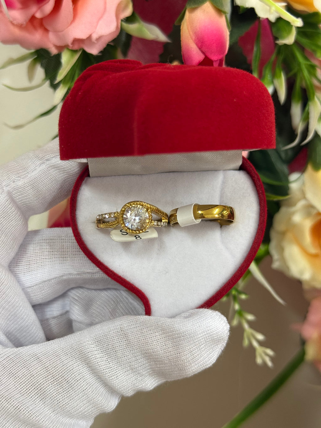 Anillo promesa dorado(talle 17 y 18)