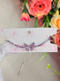 Pulsera plateada mariposa violeta