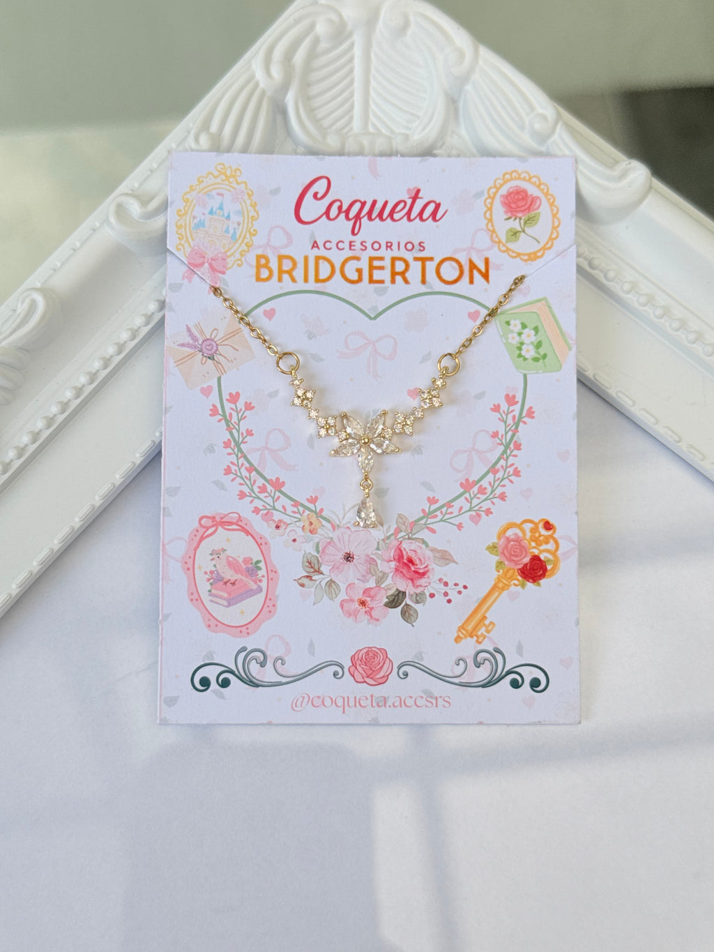 Cadena colección bridgertone flor con zirconias