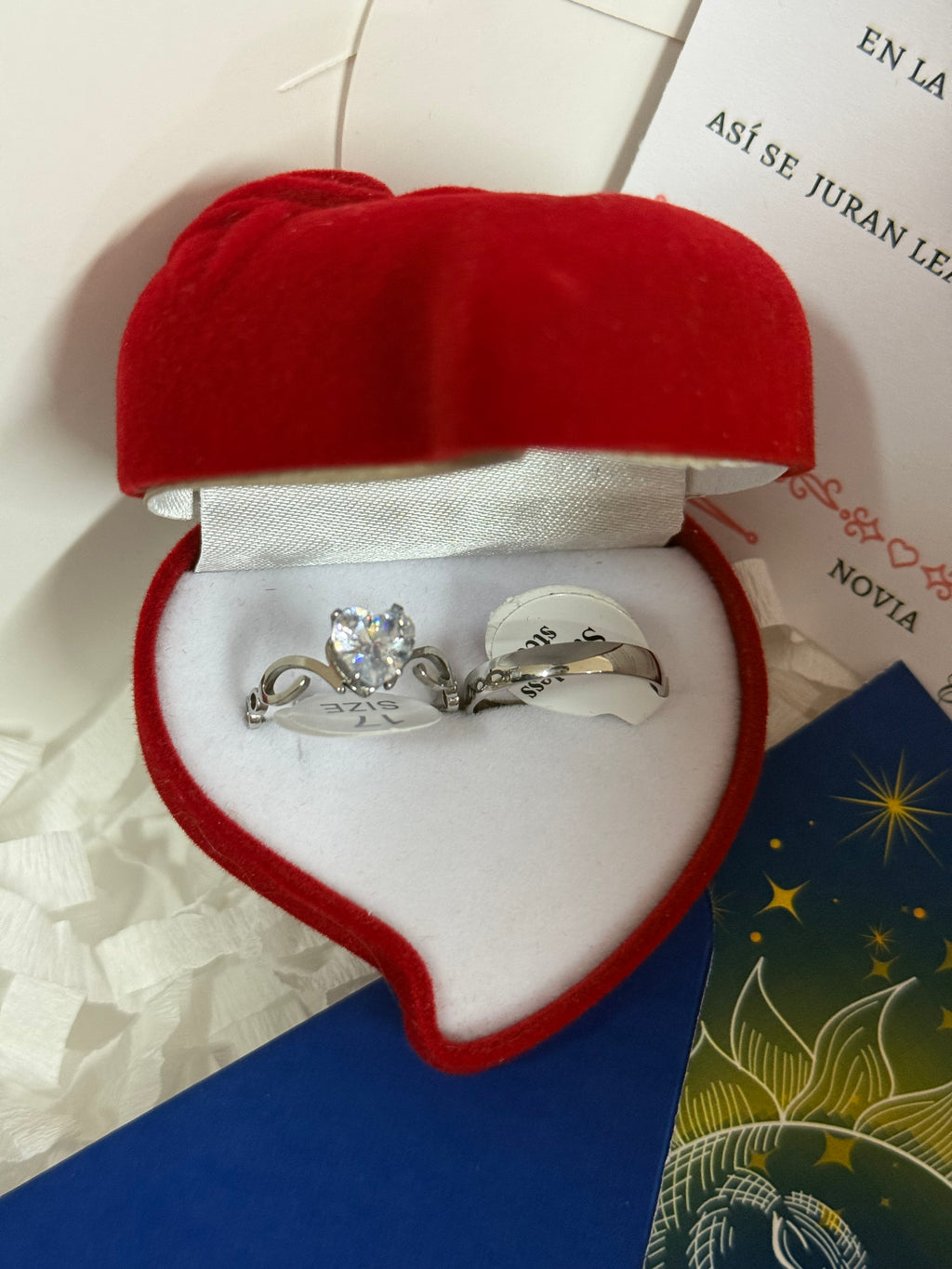 Combo snoopy sol y luna anillos promesa