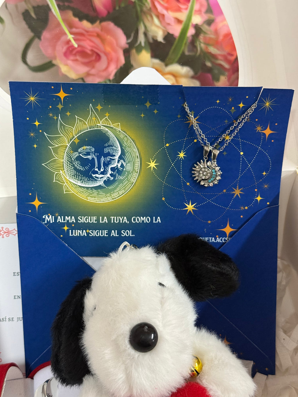 Combo snoopy sol y luna anillos promesa