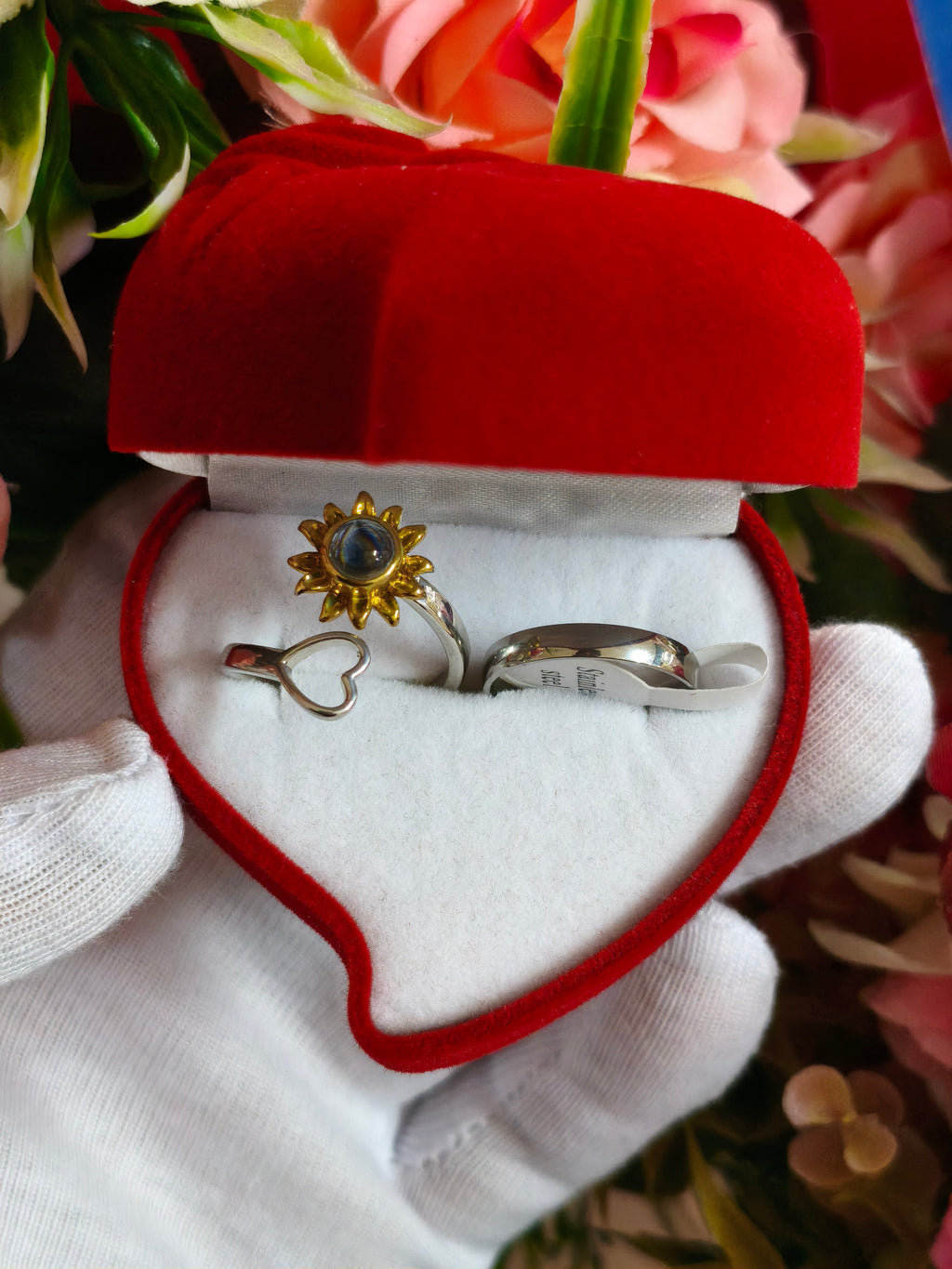 Anillo girasol te amo 100 idiomas regulable 16 al 20