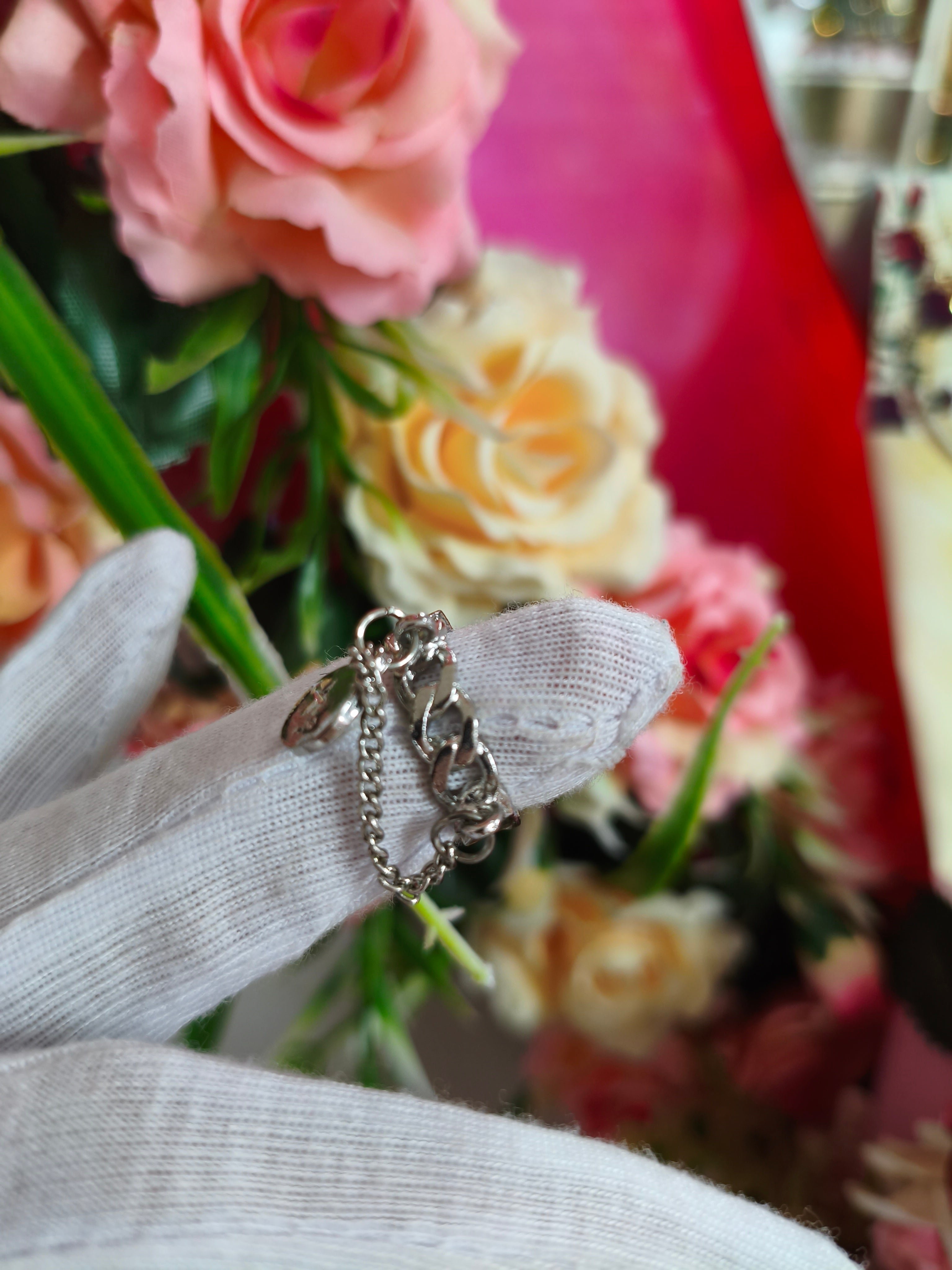 Anillo cadenas regulable 15 al 16 plateado