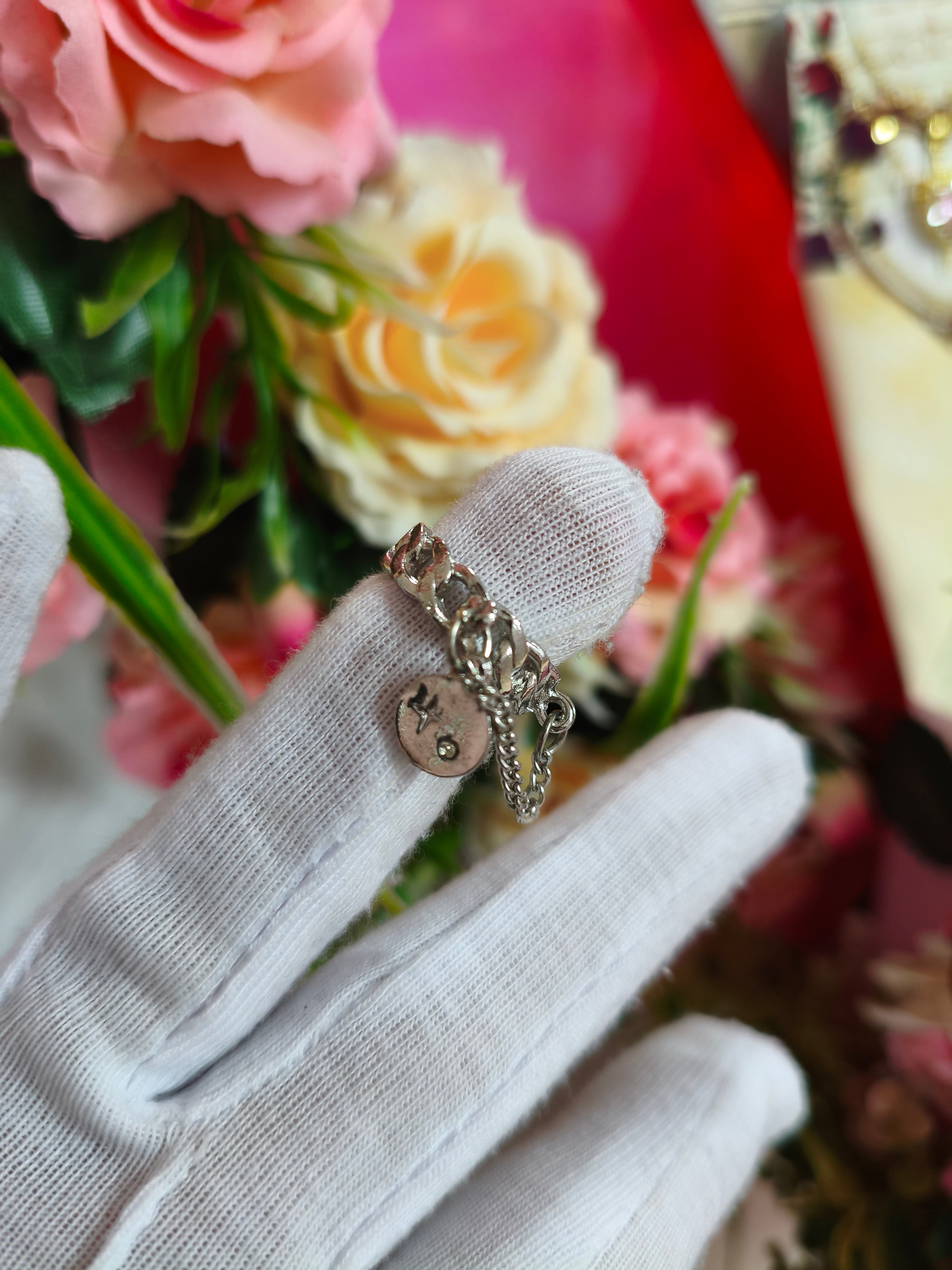 Anillo cadenas regulable 15 al 16 plateado