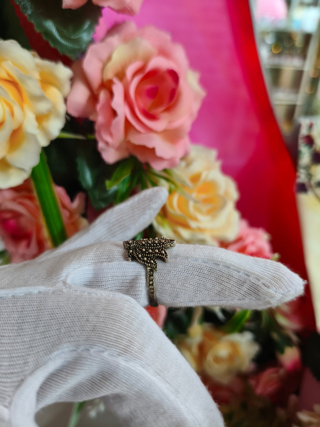 Anillo flor de loto talle 18 plateado